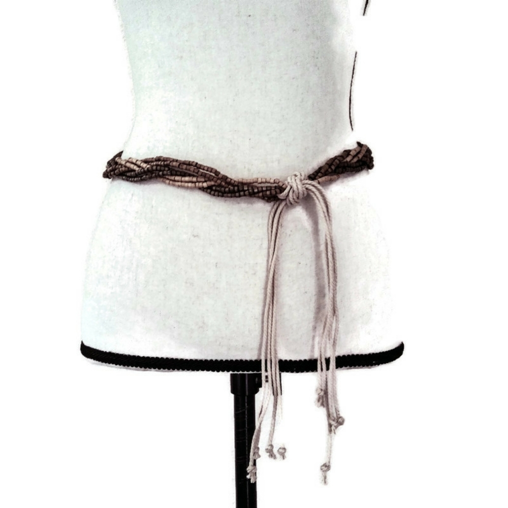 Boho Festival Wood Beads Braided Belt